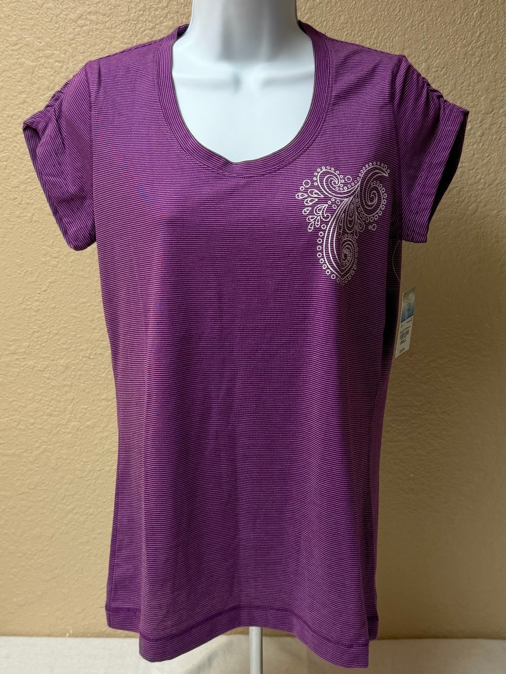 4/$20 St. John's Bay Purple Scoop Neck Tee with Paisley Accent